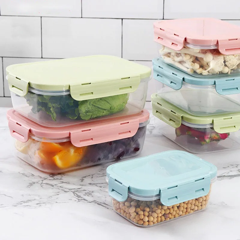 

Food Storage Container with Lids Plastic Food Containers Lunch Box Refrigerator Airtight Leak Proof Easy Snap Lock PP H2005