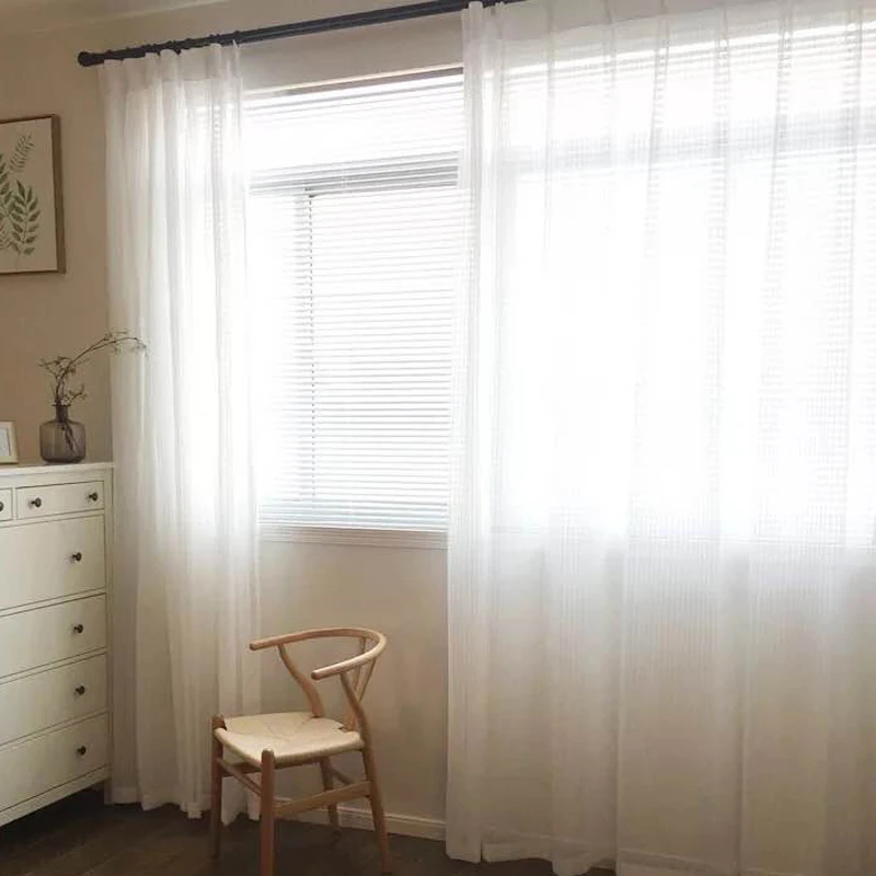 Белая жаккардовая Вертикальная Тюлевая занавеска американские современные