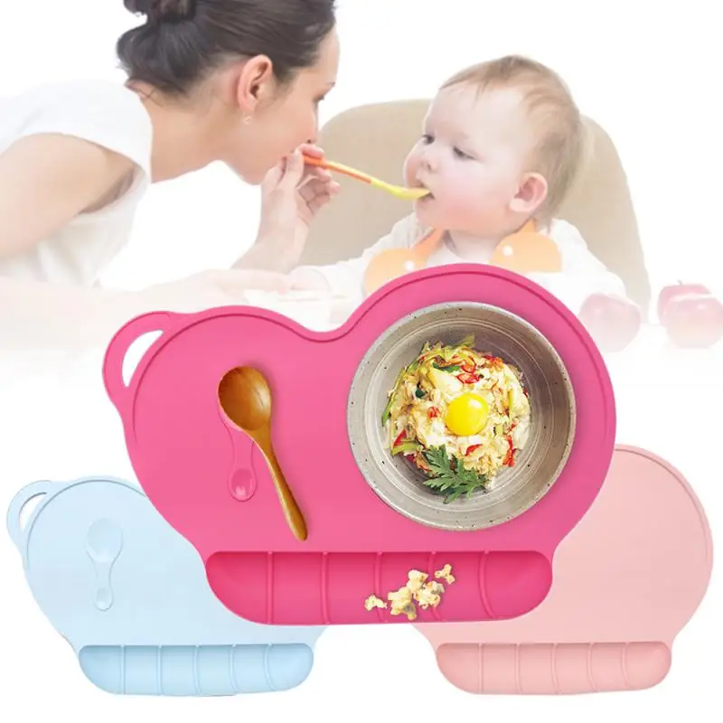 

Portable Silicone Placemat Kids Dinner Suction Place Mat Non Slip Food Mat 4 Color Pad Dinnerware Table Mat Washable Food Mat