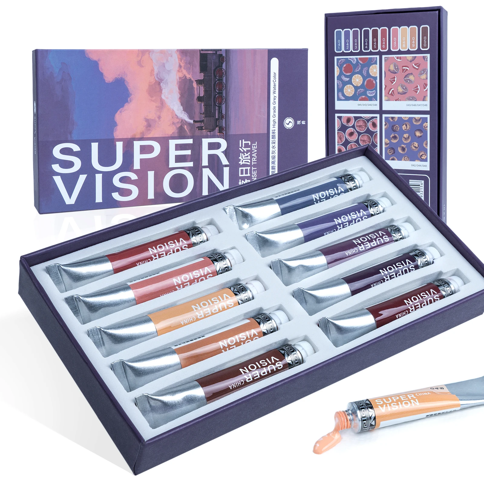 

Super Vision 10 Gray Tone Morandi Colors Watercolor Paint 8ML Tube Pefect for for Illustration Painting Practice Set C