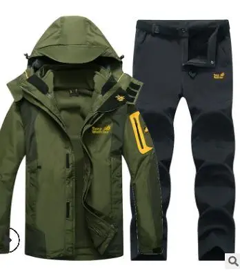 Winter Ski Suit for Men Fleece Warm Windproof Waterproof Skiing Suits Snowboarding Set Male Outdoor Ski jacket+Softshell Pant - Цвет: 5