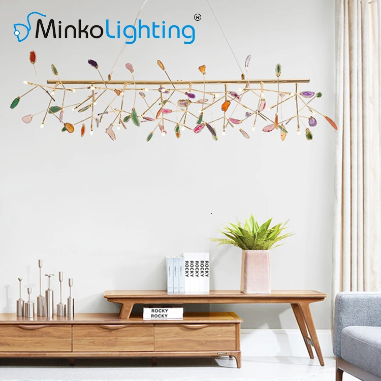 Custom Agate Led Pendant Lighting Lamp Fixture Iron Metal Modern Light Scandinavian lamparas de techo colgante | Освещение