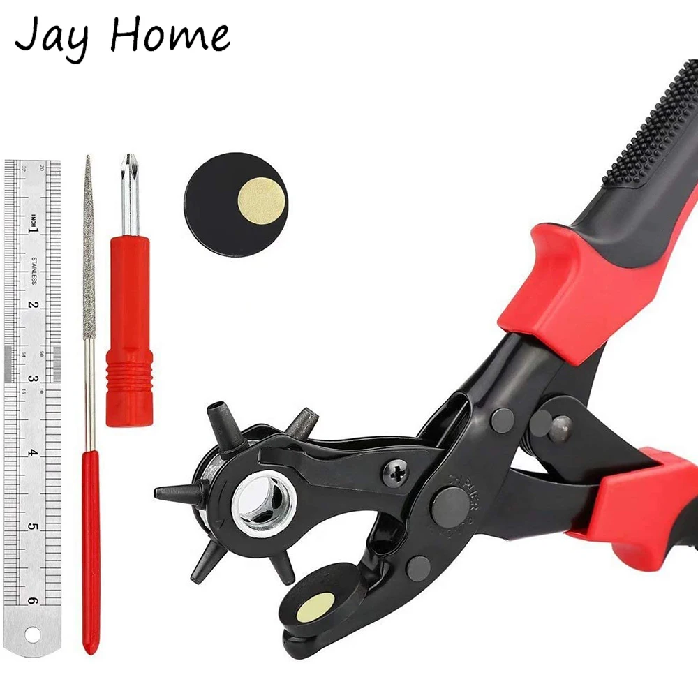 

Revolving Leather Belt Hole Punch Plier Eyelet Punching Tools Set Sewing Machine Bag Watchband Strap Leathercraft Punch Plier