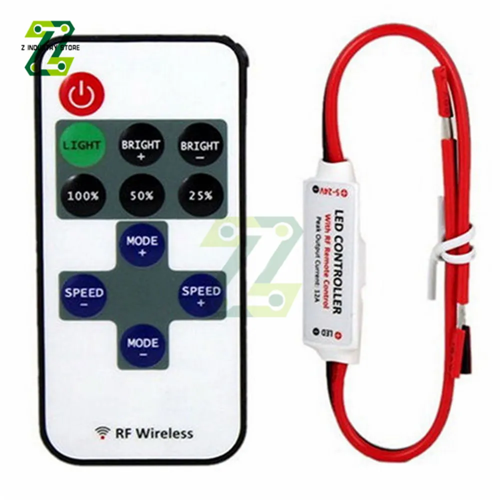 

1Set 12V RF Mini Wireless Controller Switch LED Dimmer With Remote Switch Mini In-line LED Light Controller
