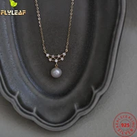 100 925 sterling silver necklace for women hollow romance natural freshwater pearl zircon necklaces pendants fine jewelry