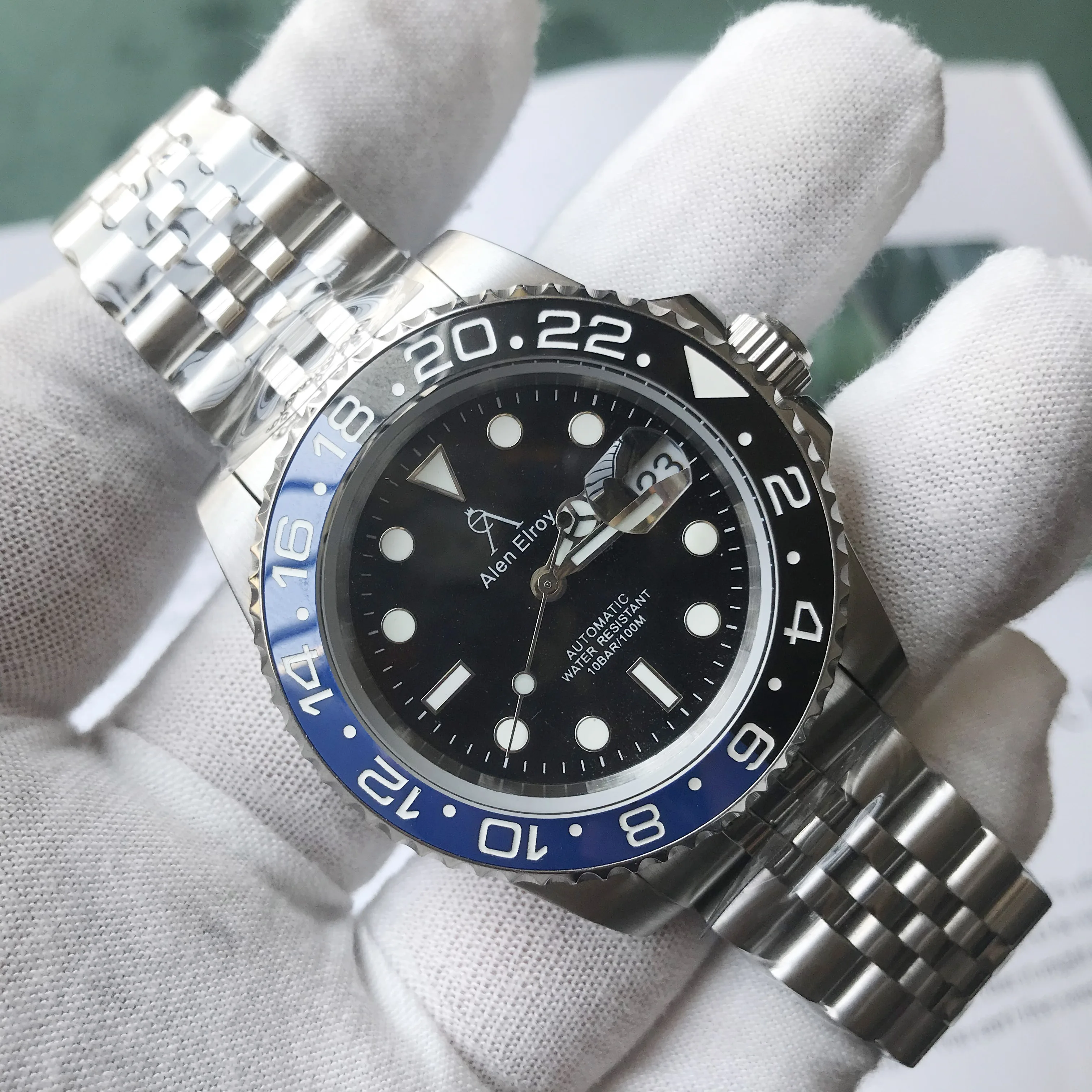 

Alen Elroy 2021 Luxury Men Mechanical Wristwatch GMT Watch ceramic bezel Sapphire Glass Men Watches reloj hombre