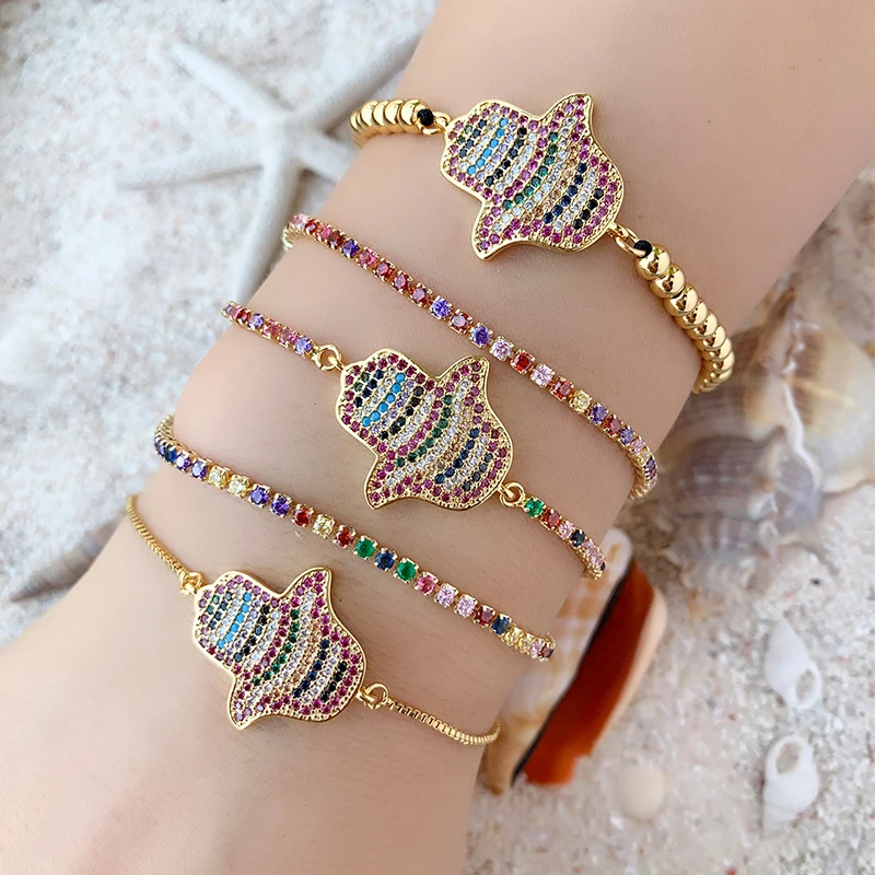 Модные богемные радужные браслеты в богемном стиле со сглаза для женщин