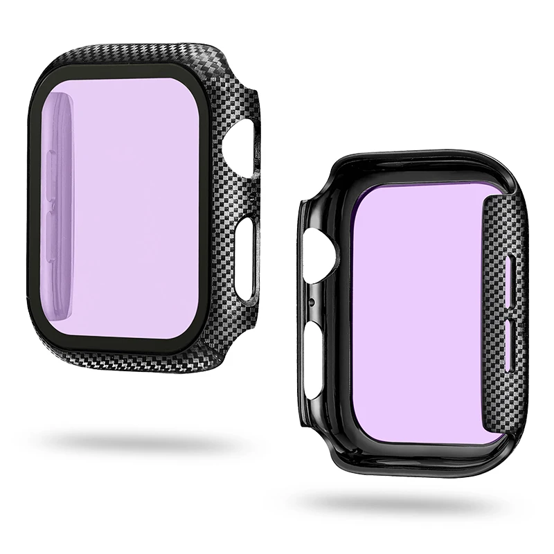 Защитный чехол из углеродного волокна для Apple Watch SE Series 6 5 4 3 жесткий бампер 40 мм 44 38