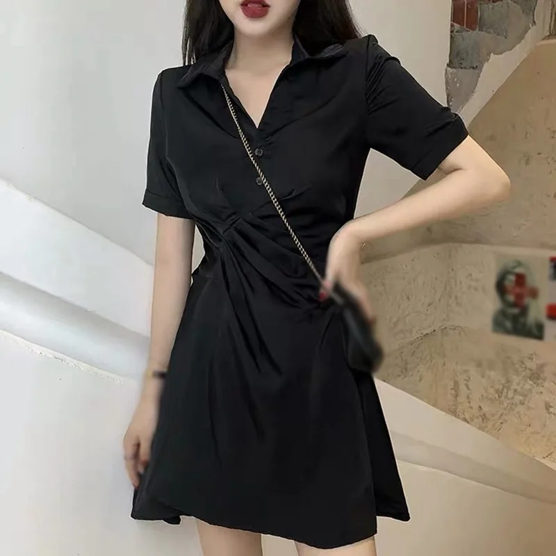 

Женское летнее однотонное платье с V-образным вырезом и коротким рукавом