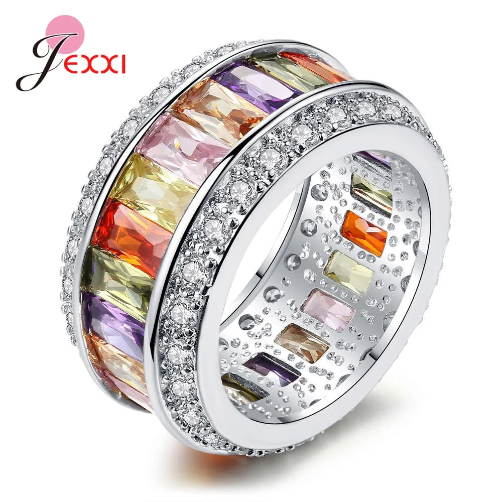 

Fashion Multi Zircon 925 Sterling Silver Engagement Rings Wedding Crown Rings Party Rings For Christmas Jewelry Gift