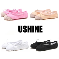 ushine eu22 45 cloth head yoga slippers teacher gym indoor exercise canvas pink ballet dance shoes children kids girls woman