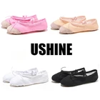 USHINE EU22-45 тканевые тапочки для занятий йогой, учительницей, тренажерным залом, тканевые розовые танцевальные балетки, детская обувь для девочек