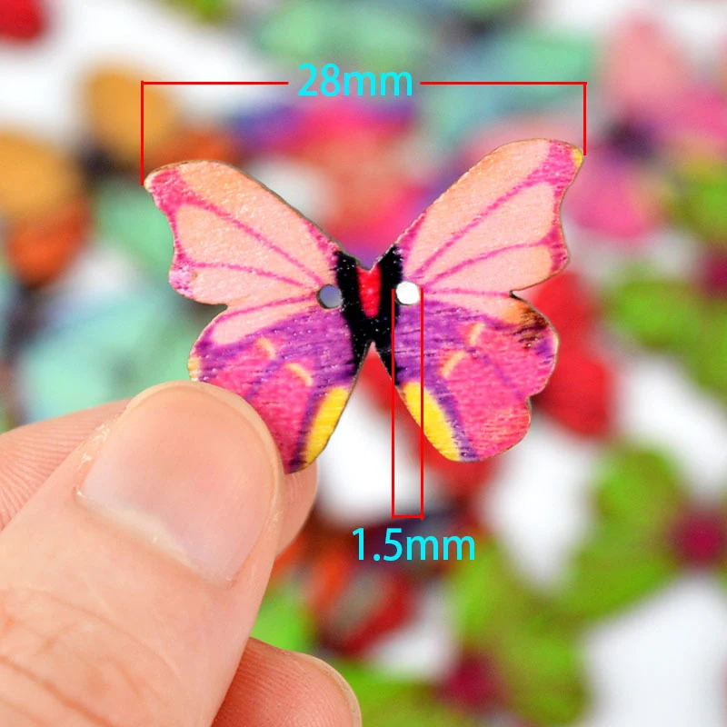 

50Pcs Butterfly 2 Holes Wooden Buttons Wedding Decoration Scrapbooking DIY Craft