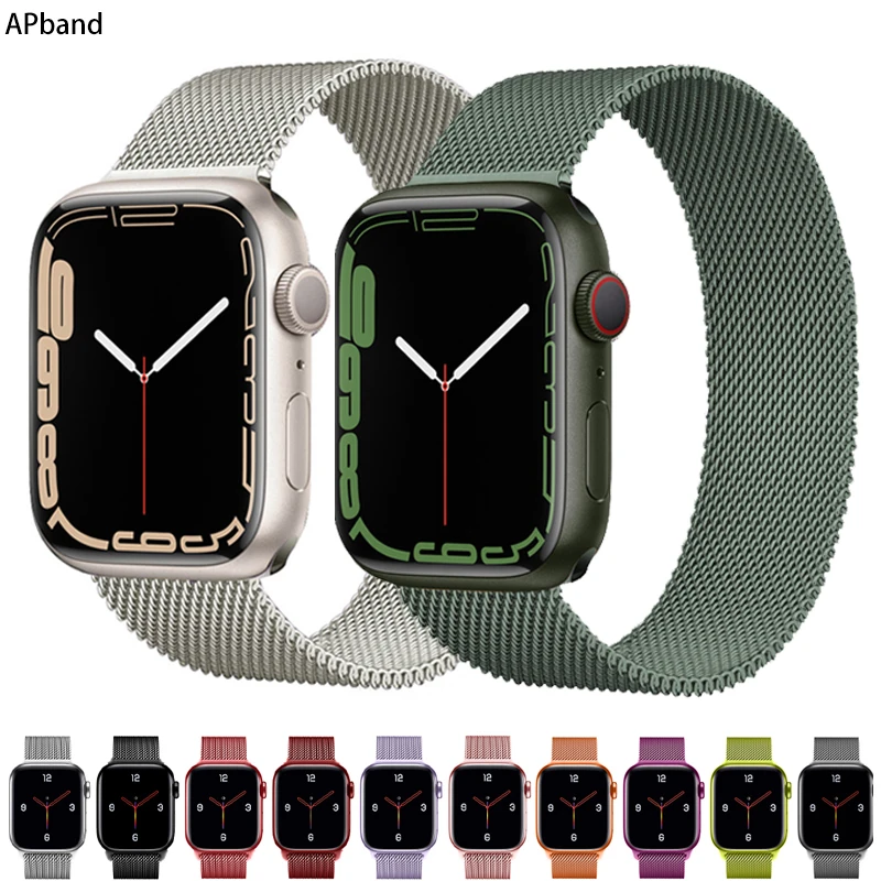 

Strap For Apple watch band 44mm 40mm 45mm 41mm stainless steel Metal bracelet magnetic loop iWatch Apple watch 3 4 5 SE 6 7