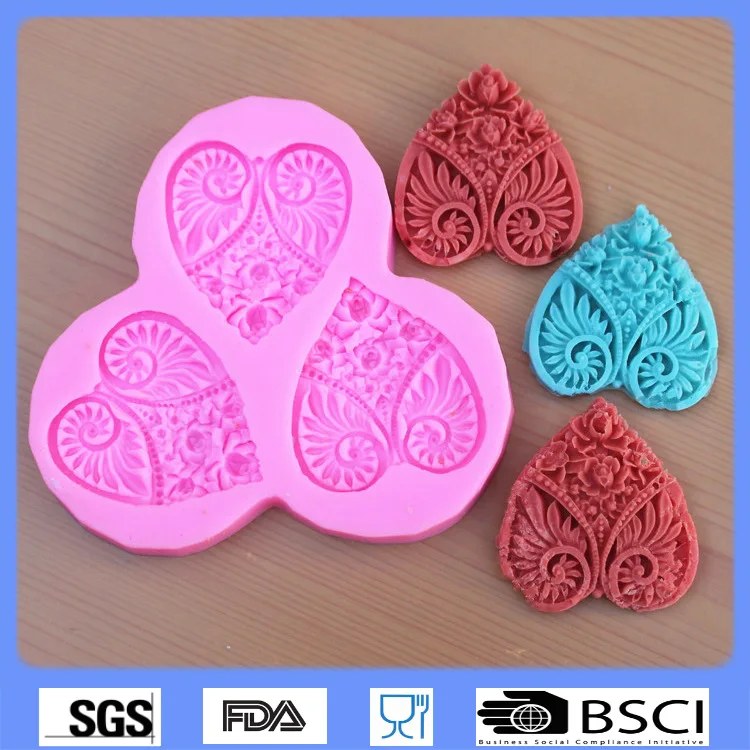 

Silicone Love Heart Shape Mould Sugar Craft Fondant Chocolate Molds Tools Embossed Mold Cake Decorating Mould Baking Tool 9104
