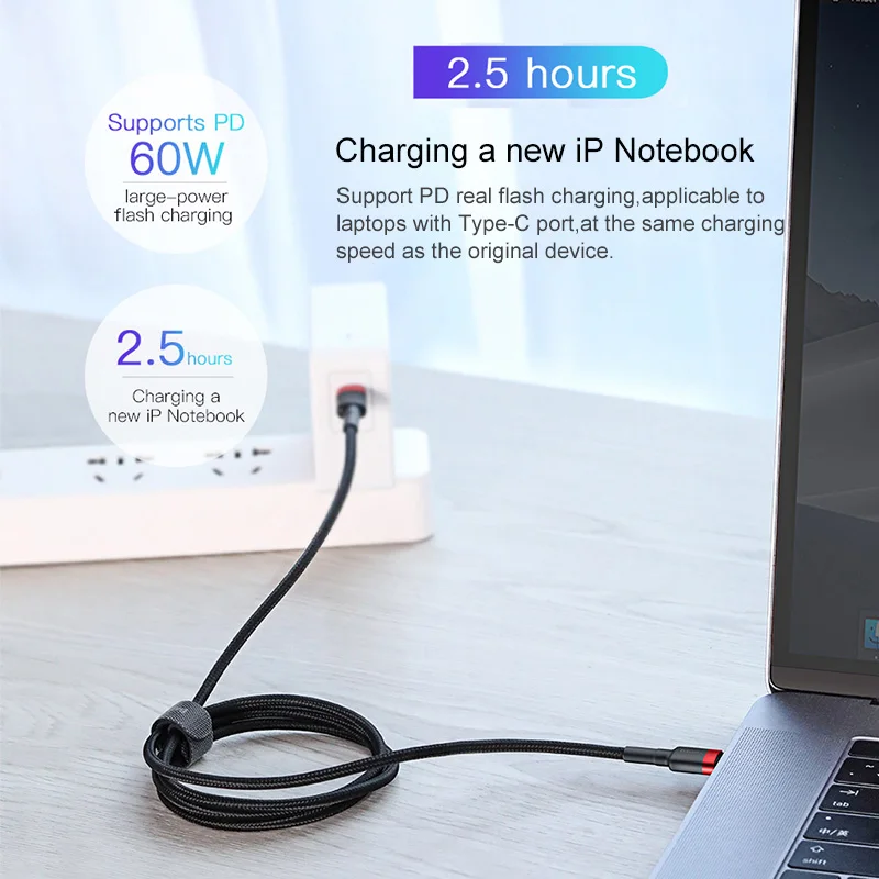 Baseus usb type C для USB-C кабель для samsung S9 S8 Note 9 MacBook Pro QC3.0 60 Вт PD кабель для быстрой зарядки провод для быстрой зарядки