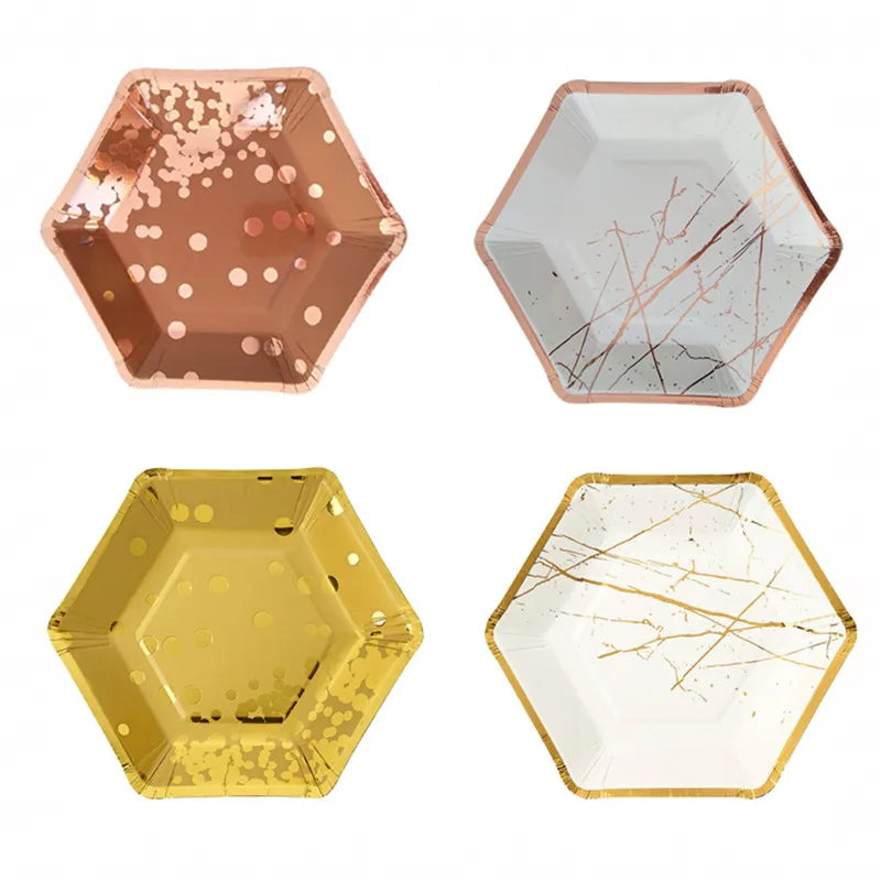 Одноразовая посуда из розового золота для вечерние НКИ 8 шт. бумажные соломинки с