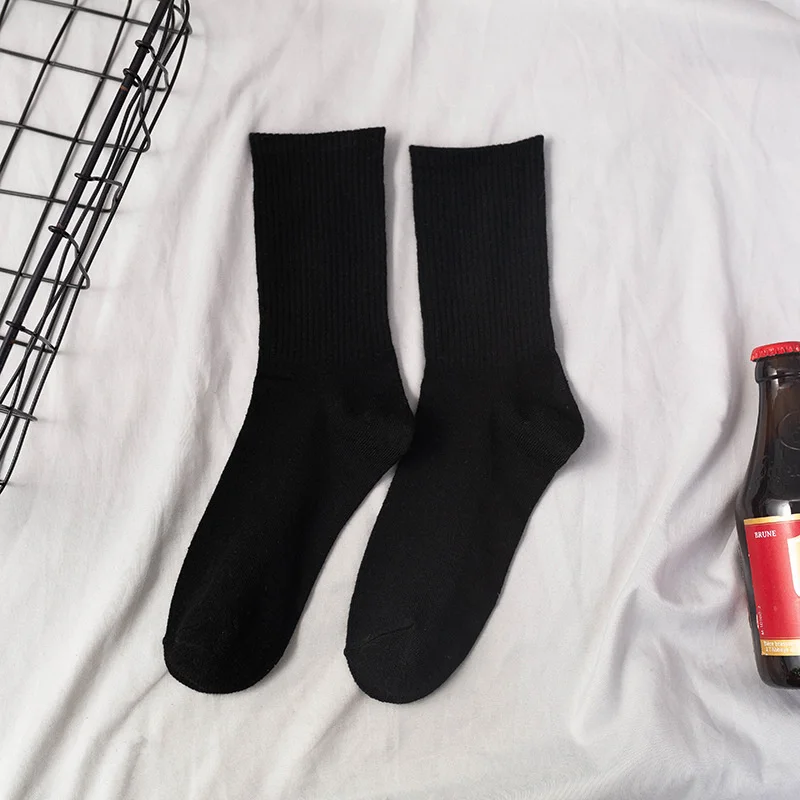 Autumn and winter white socks men's medium tube solid color socks ins couple fashion socks XX Xiha Street long tube fashion