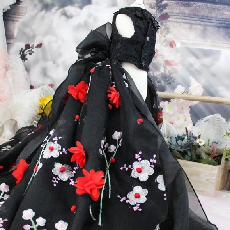 Роскошное платье для собаки ручной работы одежда питомца со шлейфом 3D вышивка