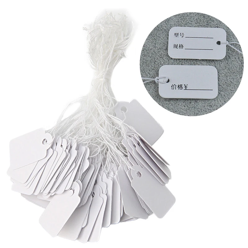 

500 White Jade Blank Label Listing Hanging Price Labels 26X15mm Top 97QE