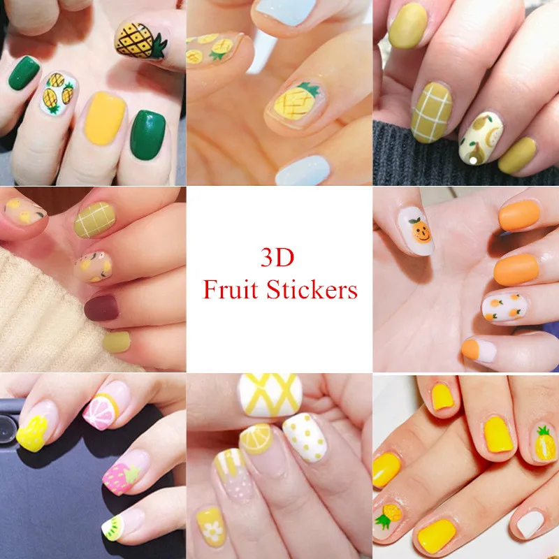 

Nail Art Fruit Stickers 3D Waterproof Long-lasting Nail Stickers Children Cartoon Cute DIY Nail Art Decorations F644
