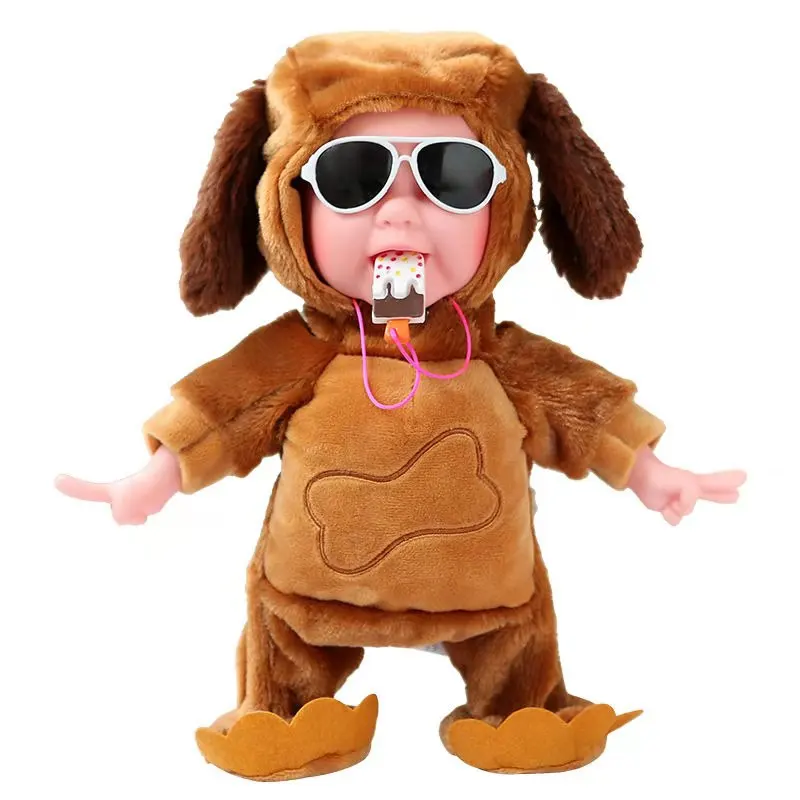 

Children's electric greedy magnetic control ice cream Plush tongue doll will cry will be funny will sing and dance toys