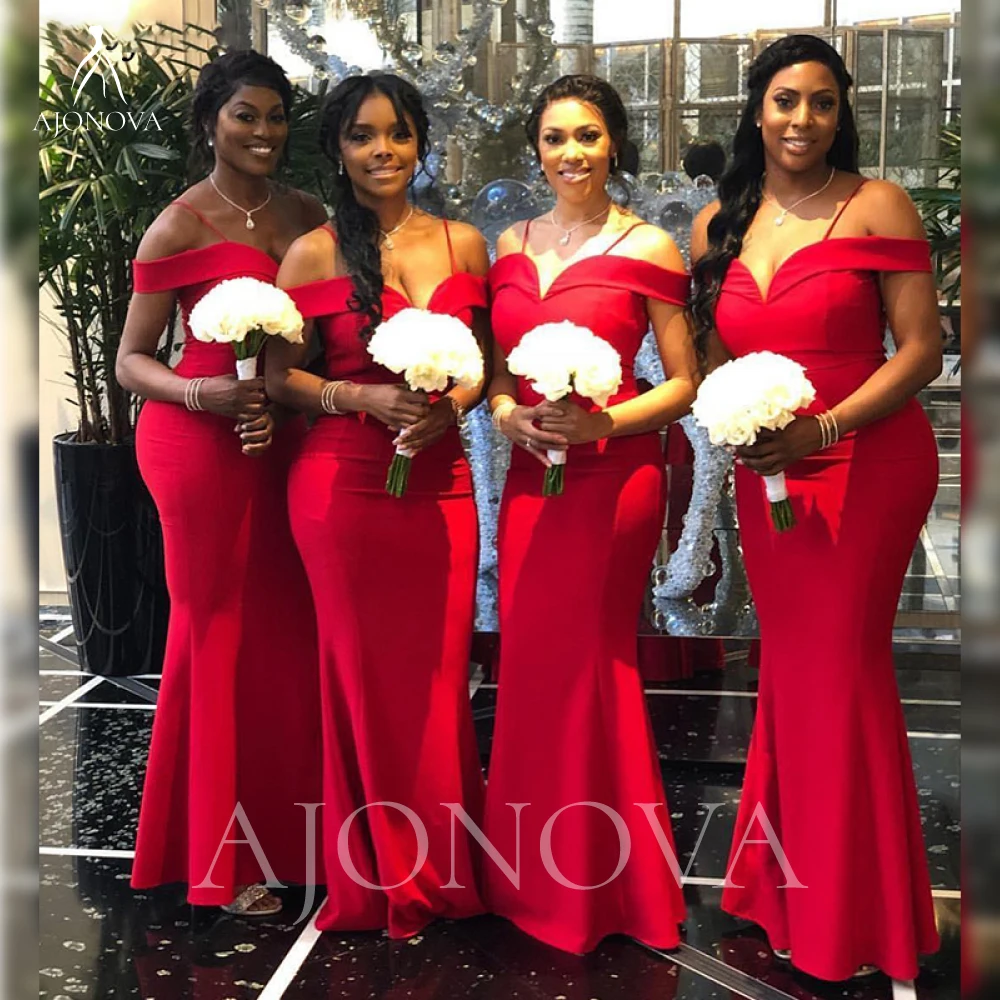 

Red Satin Dress Bridesmaid Dresses Off the Shoulder Elegant Gowns Mermaid Dresses for Women 2021 Elegant Wedding Party Woman