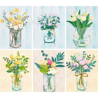 full square drill diamond painting cross stitch flower in glass bottles vase diy diamond embroidery mosaic craft home decor