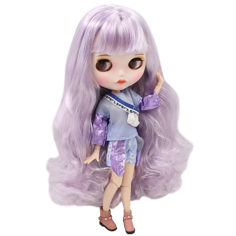 ICY Nude Blyth кукла No. BL136/1049 белый микс фиолетовые волосы резные губы матовые