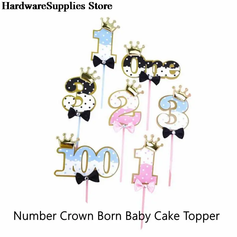 

Number Crown Born Baby Cake Topper 1st 2st 3st Days Happy Birthday Cake Topper