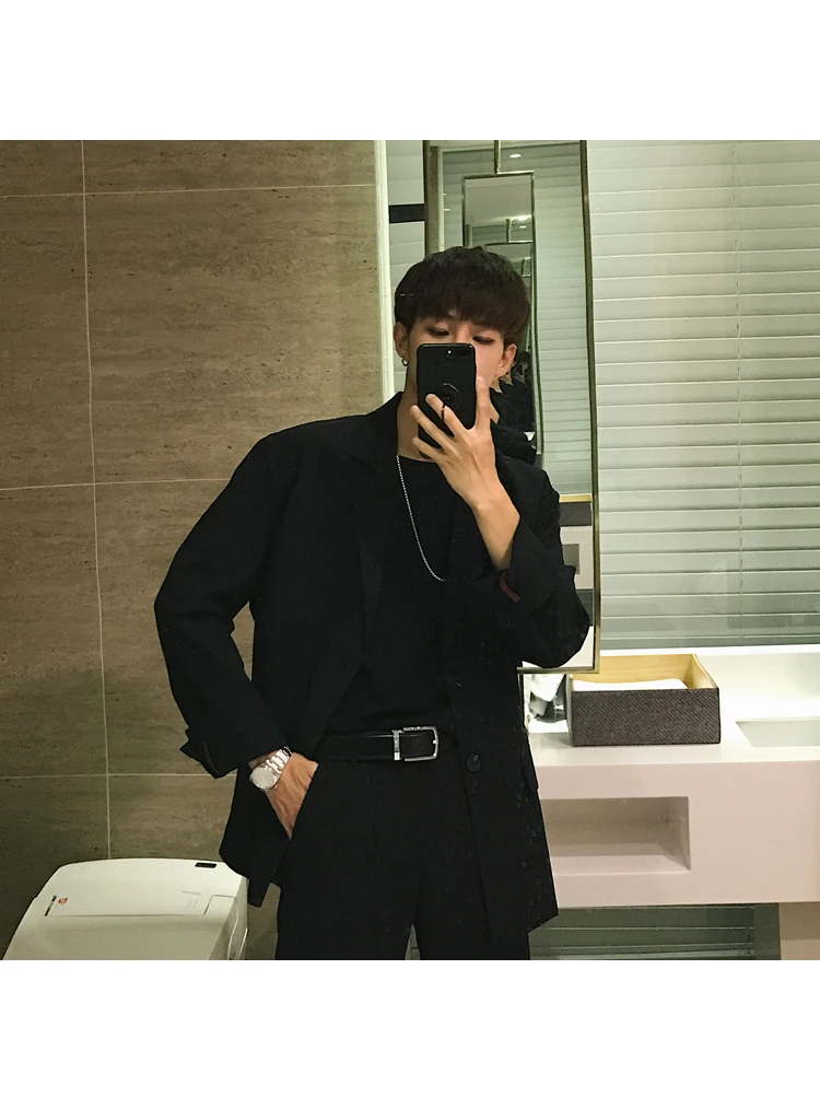 European Autumn Men Blazer Black Oversized Blazer Masculino Casual Men Blazer hombre