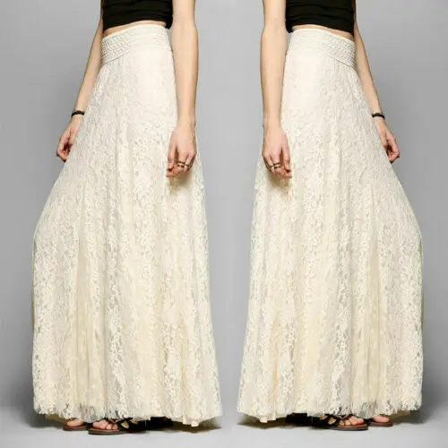 Женская длинная юбка с высокой талией Повседневная однотонная эластичная