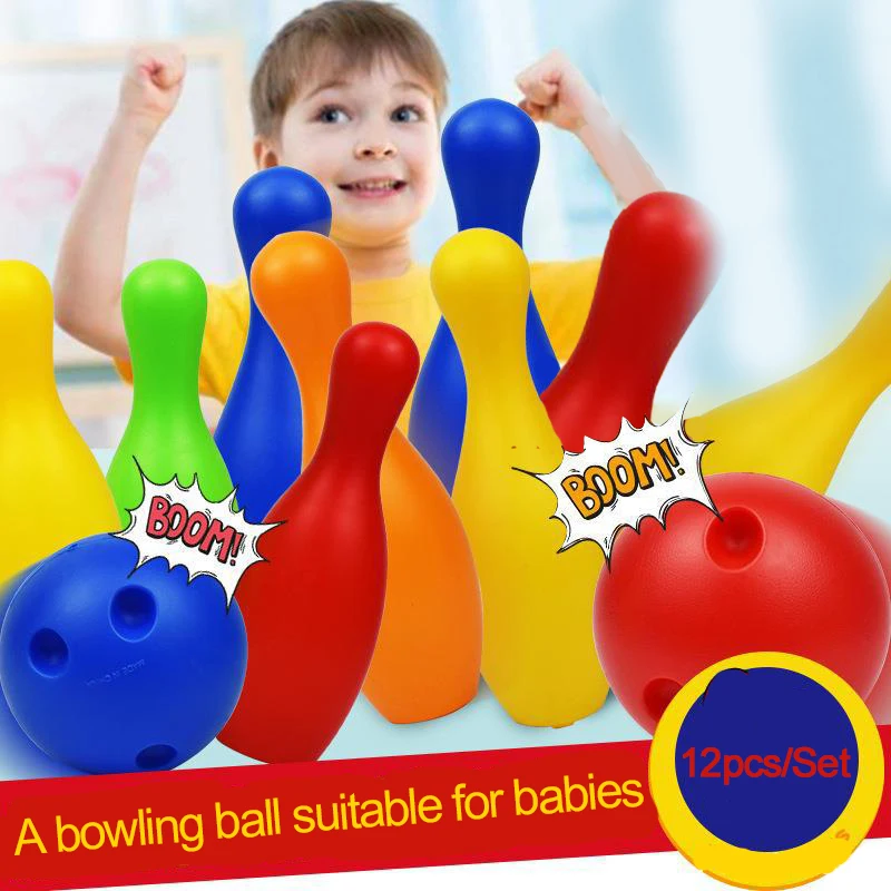 

12 шт./компл. наборы детских игрушек для боулинга шарики для боулинга безопасные обучающие игры для малышей для улицы и занятий спортом в пом...