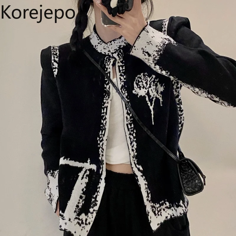 

Женский Универсальный свитер с принтом кореjepo, осень и зима 2021, новый свободный и Тонкий Повседневный вязаный кардиган, Элегантный Модный