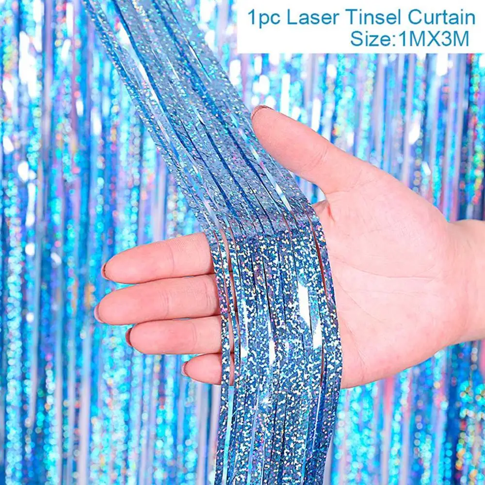 laser light blue Металлический занавес из фольги для свадебной фотосъемки Декорации для вечеринки на день рождения свадебные вечерние принадлежности для вечеринки - Цвет: laser light blue