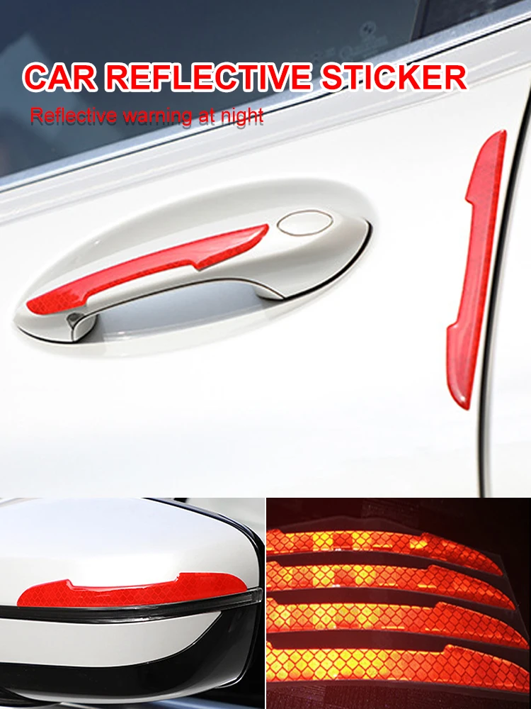 

4pcs personality high quality Universal Car Door Edge Guard Reflective Anti-collision Protection Strips Rearview Mirror Door