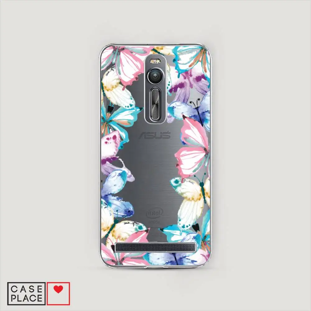 Чехол Силиконовый для Asus Zenfone 2 ZE550ML/ZE551ML Рамка из бабочек защитная накладка бампер