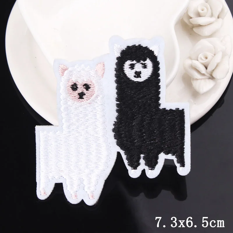 Cute Alpaca Sheep Iron On Patches For Clothing Cartoon Patch Embroidered Tshirt Fabric Sticker Applique Clothes | Дом и сад
