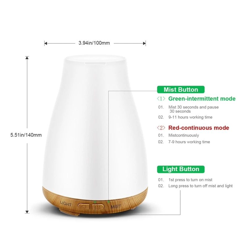 

Aroma Diffuser 100ml Colorful Ultrasonic Humidifier Aroma Diffusers Aromatherapy Essential Oil Cool Mist Humidifier