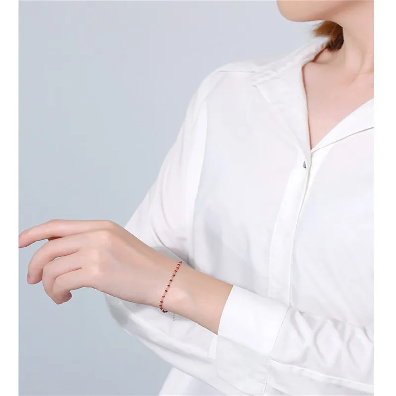 Браслет ручной работы DMBS029 с рубинами гипсофилой женские драгоценные камни