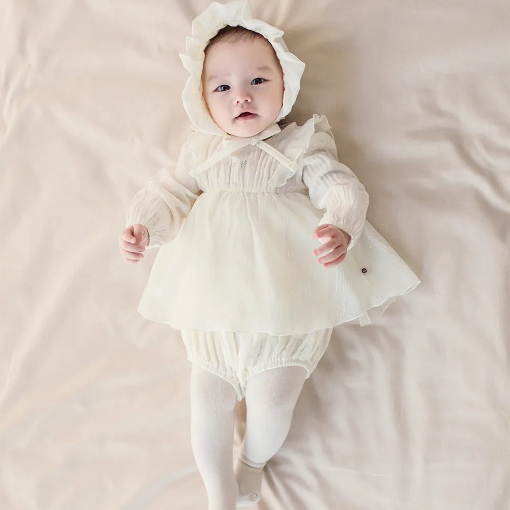 Детское Хлопковое платье с длинным рукавом и вышивкой|Платья| |