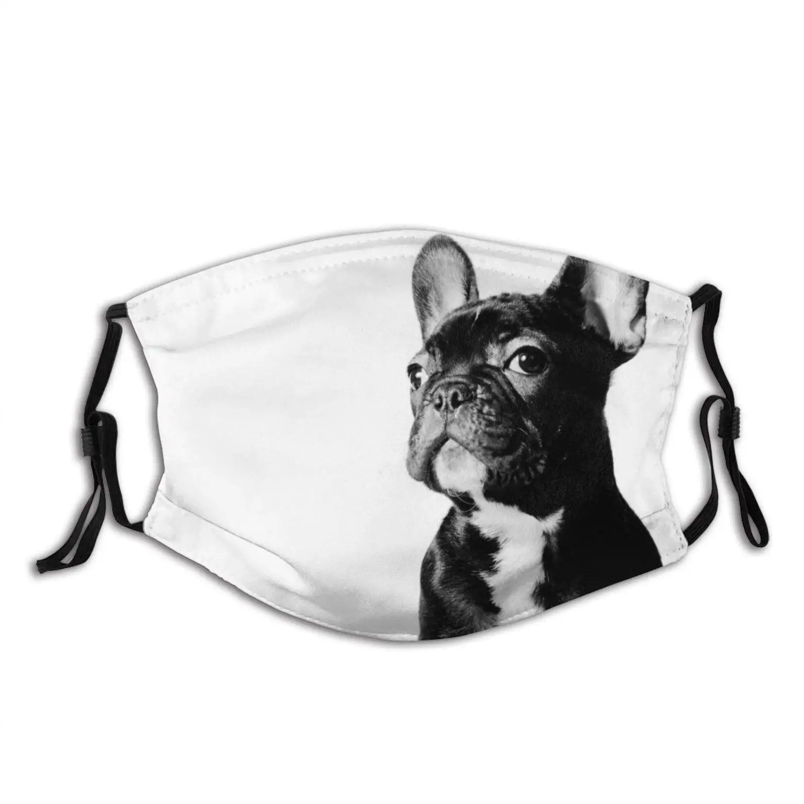 

Black French Bulldog White Face Mask With Filter Pocket Washable Reusable Face Bandanas Balaclava With 2 Pcs Filters