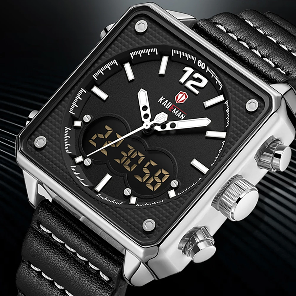 Роскошные брендовые Мужские Аналоговые Цифровые спортивные часы KADEMAN кварцевые