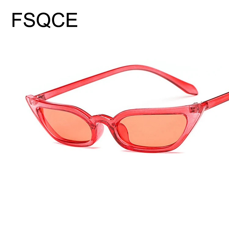 Солнцезащитные очки кошачий глаз женские конфетных цветов модные маленькие с