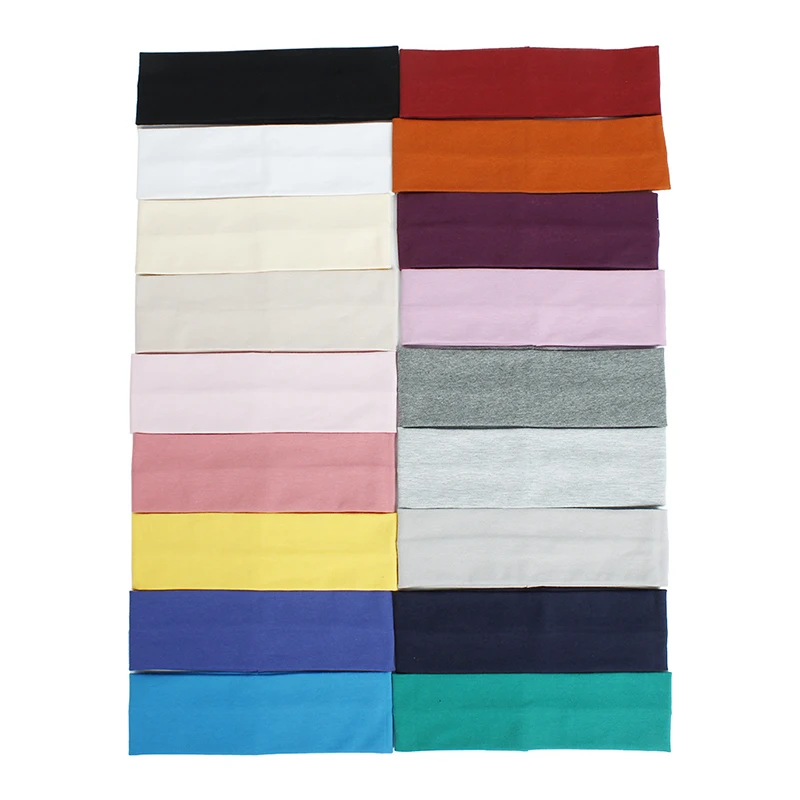 

WholesaleHair Accessories Solid Color Cotton Headband Wide Turban Elastic Hairband Yoga Headband Outdoor Fitness Sport Sweatband