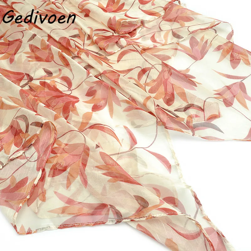 

Dedivoen New 2021 Women Summer Fashion Designer O-Neck Dress Long single-breasted dress with waist printing and irregular Dress