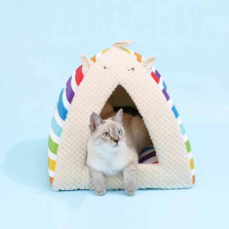 

Very Cute Supplies for Cats Pets Kittens Rainbow Pattern Beds Foldable Cat Cave Free Shipping Yurt-shaped Dog Beds for Tiny Dogs