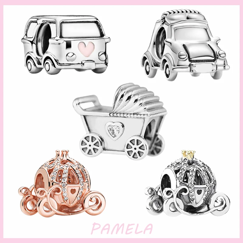 

PAMELA 925 Стерлинговое Серебро, тыква, автомобиль, детская дорожная машина, подвески, искусственная кожа, для оригинального женского подарка