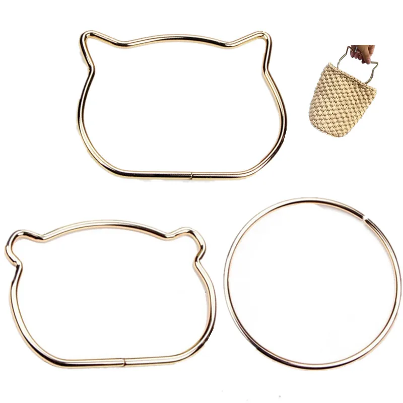 

3 Styles 2 colour Metal DIY Handbags Bags Purse Cute Portable Cat Ear Bear Ear Big Circle Bag Accessories Handle