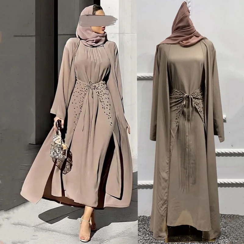 Африканские Abayas для женщин, турецкие платья, 3 предмета, женское хиджаб, платье 2021, открытая Abaya, Дубай, мусульманские костюмы